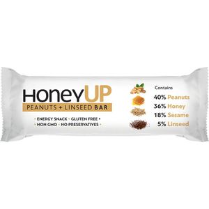 HoneyUp Energy Snack met Pinda’s en Lijnzaad 40gr 4 stuks | Organic Powerbar Vegan 14,7g koolhydraten