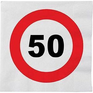 48x stuks Stopbord thema servetten 50 jaar - feestartikelen en versieringen 50 jarigen