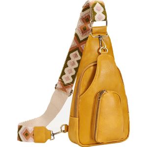 Sling Bag Pu Leer - ReisTas - Schoudertas Dames - Crossbody Tas - Geel