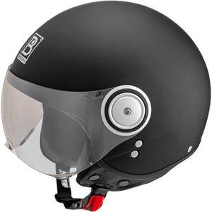 BEON B110 Motor helm met vizier - Geschikt als Scooter Brommer Motor Snorfiets helm - Retro Vespa Scooterhelm - Volwassenen - XL - Mat Zwart - Jethelm incl Gratis helmtas
