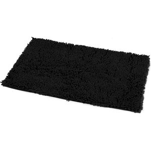 Antislip Zacht Badmat Langharige Badmat voor Douche Bad 70x120cm Zwart Badmat