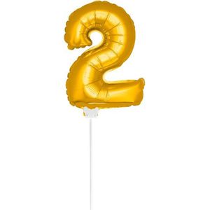 Folat - Folieballon cijfer mini Goud cijfer 2