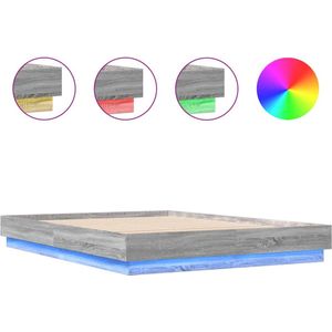 vidaXL - Bedframe - met - LED-verlichting - grijs - sonoma - eikenkleur - 160x200 - cm