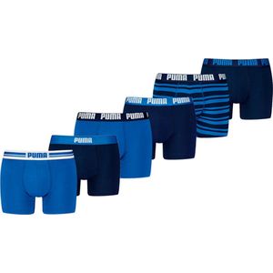 Puma Boxershorts - 6 pack Blauwe heren boxers - True Blue - Heren Ondergoed - Maat S