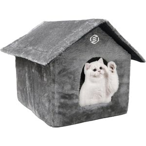 Equivera Kattenhuis Voor Buiten - Kattenhuis Buiten - Kattenhok - Kattenhuisje - Kattenvilla - Kattenhok Buiten