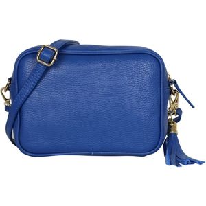 AmbraModa GLX8 - Dames handtas schoudertas mobiele telefoon tas gemaakt van generfd rundleer. Royaalblauw