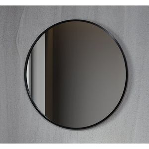 Bella Mirror - Spiegel Rond - Badkamerspiegel - 80 cm - Met zwart frame