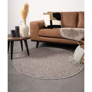 Rond vloerkleed Lush - taupe/lichtgrijs 120 cm rond