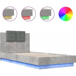 vidaXL-Bedframe-met-hoofdbord-en-LED-verlichting-betongrijs-100x200-cm