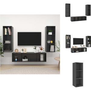 vidaXL Tv-meubelset Stereokasten - 37 x 37 x 107 cm - 142.5 cm - Hoogglans grijs - Montage vereist - Kast