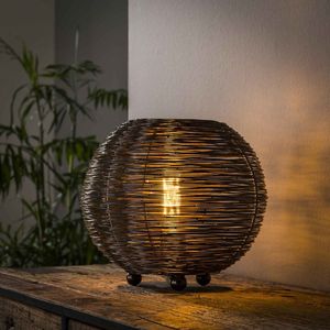 Ronde draad tafellamp Reach | 1 lichts | brons / bruin / zwart | metaal | Ø 30 cm | hal lamp | modern / sfeervol design