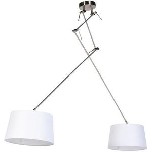 QAZQA blitz - Landelijke Hanglamp met kap - 2 lichts - L 300 mm - Wit - Woonkamer | Slaapkamer | Keuken