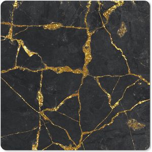 Muismat Klein - Marmer - Goud - Zwart - Marmerlook - Glitter - 20x20 cm