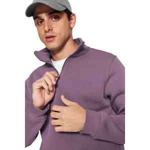Trendyol Zwarte Regular/Normal Cut Stand Collar Rits Katoen Basic Polar Fleece Sweatshirt Tmnaw24Sw00041