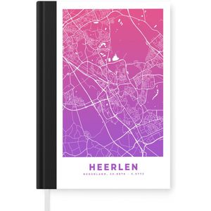 Notitieboek - Schrijfboek - Stadskaart - Heerlen - Nederland - Paars - Notitieboekje klein - A5 formaat - Schrijfblok - Plattegrond