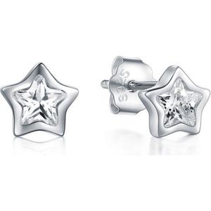 Cilla Silver dames oorknoppen 925 Zilver Zirkonia Stars zilver