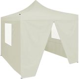 VidaXL Inklapbare Partytent 2x2m Staal Crème + 4 Zijwanden