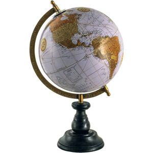 Clayre & Eef Wereldbol 22x37 cm Bruin Hout Ijzer Rond Globe