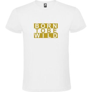 Wit T shirt met print van "" BORN TO BE WILD "" print Goud size XS