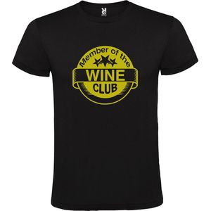 Zwart T shirt met ""Member of the Wine Club "" print Goud size XS