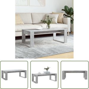 The Living Store Salontafel Betongrijs - 102 x 50 x 35 cm - Hoge Kwaliteit Materiaal