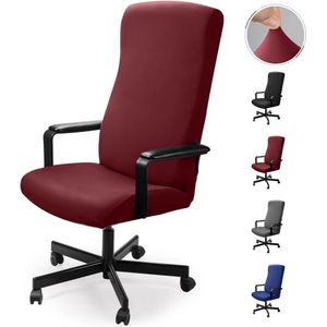 Bureaustoelhoes, bureaustoelhoes, stoelhoezen, draaistoel, overtrek, moderne stoelhoes, fauteuilhoes, elastisch, wasbaar, set voor bureaustoel, computer, bureaustoel, wijnrood