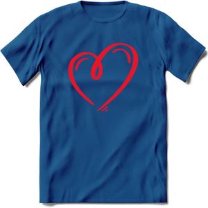 Valentijn Hart T-Shirt | Grappig Valentijnsdag Cadeautje voor Hem en Haar | Dames - Heren - Unisex | Kleding Cadeau | - Donker Blauw - XL