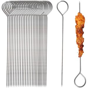 JGS ® Set van 25 Herbruikbare RVS Barbecue Spiesen voor Sappige en Smakelijke Gerechten