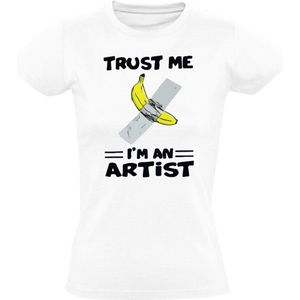 Trust me i'm an artist Dames T-shirt - banaan - tape - kunstenaar - kunst - eten - grappig