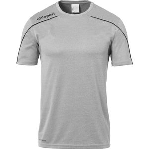 Uhlsport Stream 22 Shirt Korte Mouw Kinderen - Donkergrijs Gemeleerd / Zwart | Maat: 116