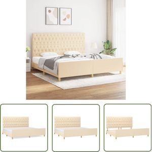 vidaXL Bedframe - 200x200 cm - crème - Inclusief Hoofdeinde Bed Frame - Tweepersoons Bed - Boxspring - Hoofdeinde - Creme Kleur