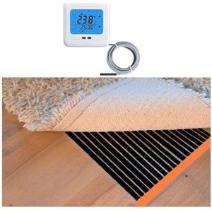 Woonkamer verwarmingsfolie infrarood folie voor vloerbedekking, tapijten vloerkleden elektrisch met TH 89 thermostaat 125 cm x 200 cm 400 Watt