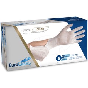 Eurogloves handschoenen - vinyl - transparant - Small - poedervrij- 20 x 100 stuks voordeelverpakking