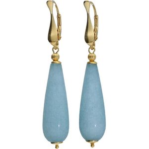 Bela Donaco Oorbellen Art Deco – Blauwe Jade – Sterling Zilver verguld