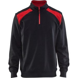 Blåkläder 3353 Sweater Halve Rits Zwart/Rood maat L