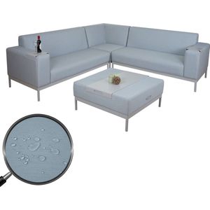 Cosmo Casa Hoekbank - Sofa Lounge - Sofa Bank - Stof/Textiel - Binnen - Waterafstotend - 245cm - Blauw - Met Plank