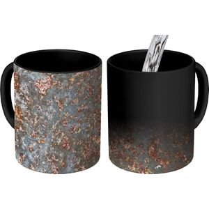 Magische Mok - Foto op Warmte Mokken - Koffiemok - Roest - Metaal - Vintage - Grijs - Abstract - Magic Mok - Beker - 350 ML - Theemok