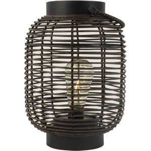Gusta - LED Lantaarn - Rotan - Zwart - ø17cm
