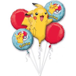 5 Aluminium Pokemon™ ballonnen - Feestdecoratievoorwerp