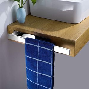 Handdoekhouder badkamer zonder boren handdoekstang zelfklevende handdoekring roestvrij staal 39cm, spiegel gepolijst