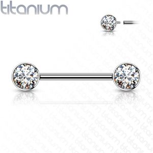 Piercing titanium steen wit 14mm