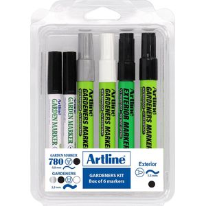 ARTLINE Gardeners Markers Kit - 6 stuks - Zwart, Zilver, Wit