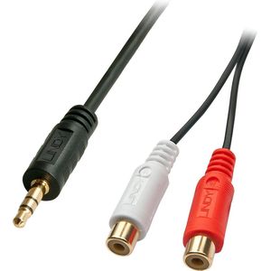 LINDY 35678 Neu Jackplug / Cinch Audio Adapter [1x Jackplug Male 3,5 Mm - 2x Cinch-koppeling] Zwart