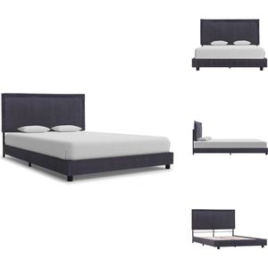 vidaXL Bedframe Luxe - Donkergrijs - 140 x 200 cm - Gepoedercoat ijzer en MDF - Bed