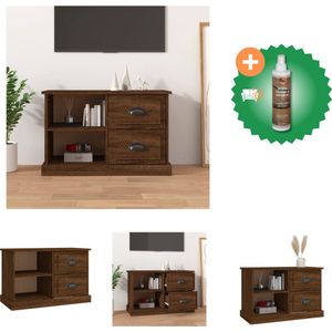 vidaXL Tv-meubel 73x35-5x47-5 cm bewerkt hout bruineikenkleurig - Kast - Inclusief Houtreiniger en verfrisser