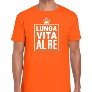 Oranje Lunga vita al Re Italiaanse tekst shirt heren - Oranje Koningsdag/ Holland supporter kleding XL