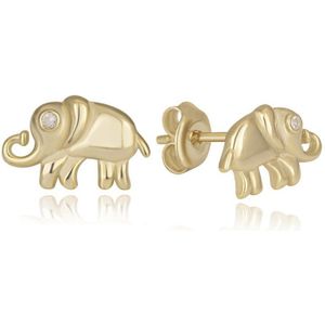 Schattige Olifant Oorknop Gold Plated (925 sterling zilvergehalte) Oorbel Trendy Minimalistisch Oorknop Combi Bedel Goudkleurig Dames Meisje | Cadeau Voor Vrouw