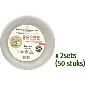 BIO Wegwerp Borden - van Suikerriet - Rond - 23cm - 50 Stuks - Wit kleur - Composteerbaar en Duurzaam - Feest/ Verjaardag/ BBQ borden