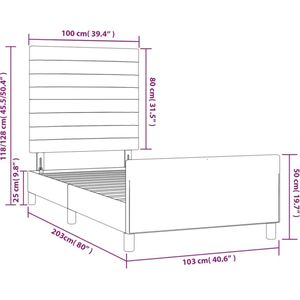 vidaXL - Bedframe - zonder - matras - 100x200 - cm - fluweel - lichtgrijs