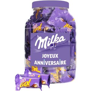Milka Leo Go mini chocolade ""Joyeux Anniversaire"" - chocolade verjaardagscadeau - wafers met melkchocolade - 1000g